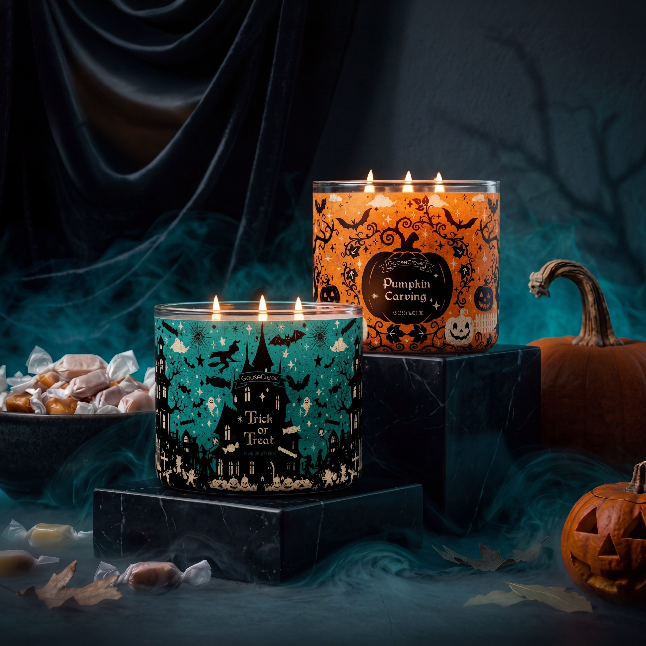 Pumpkin Carving 3-Wick Candle - Image 5